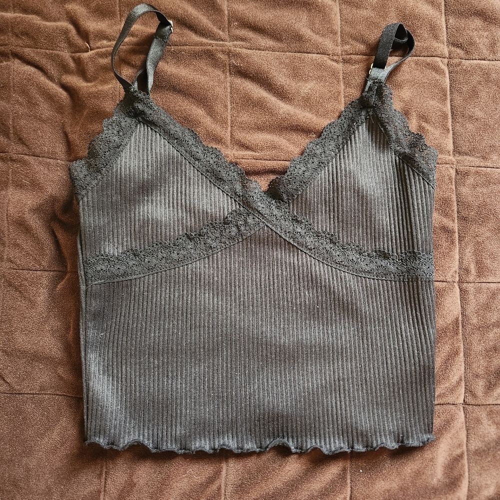 DIVIDED Black Lace Tank Crop Top XS